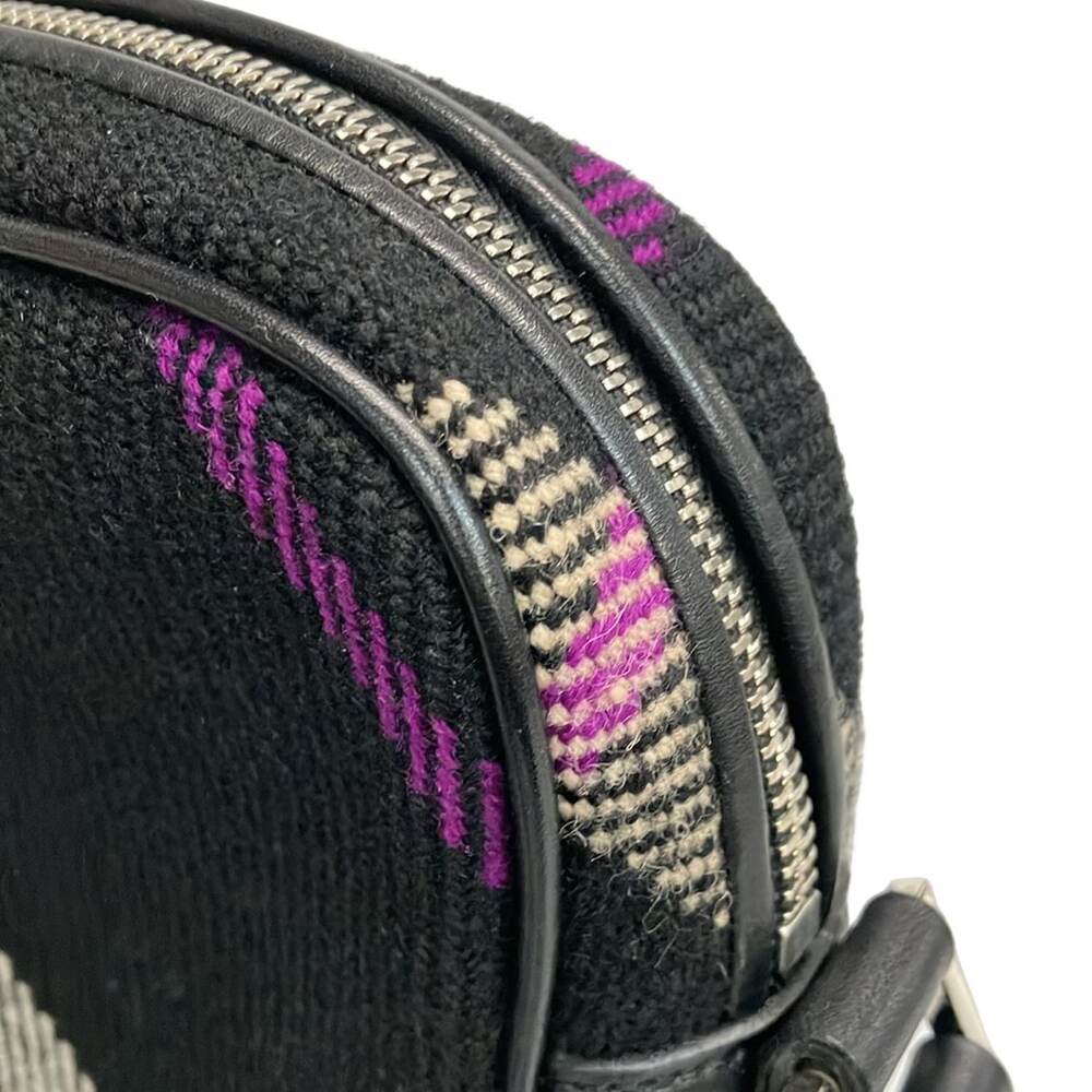Burberry Shoulder Bag Black White Purple Wool Leather - Picture 9 of 10